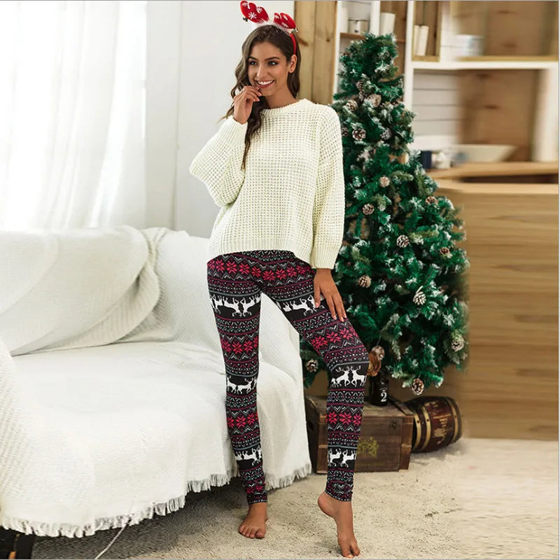 Christmas Leggings  Fashion Milu Deer Printing Festival Ultra Soft Brushed Pants Ankle Length Black Deals