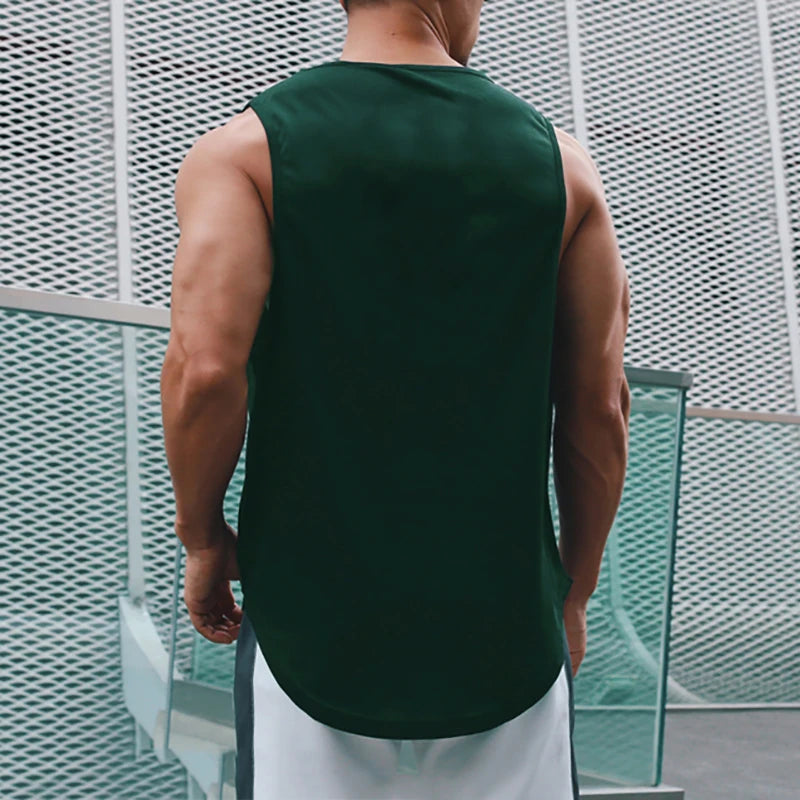 Gym Tank Tops Bodybuilding Fitness Sleeveless T Shirt Men Mesh Printed Workout Stringer Singlets Summer Casual Sports Vest Men