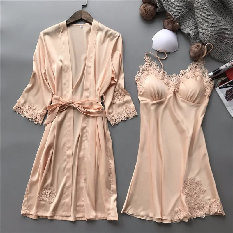 Silk Satin Two Piece Pajamas