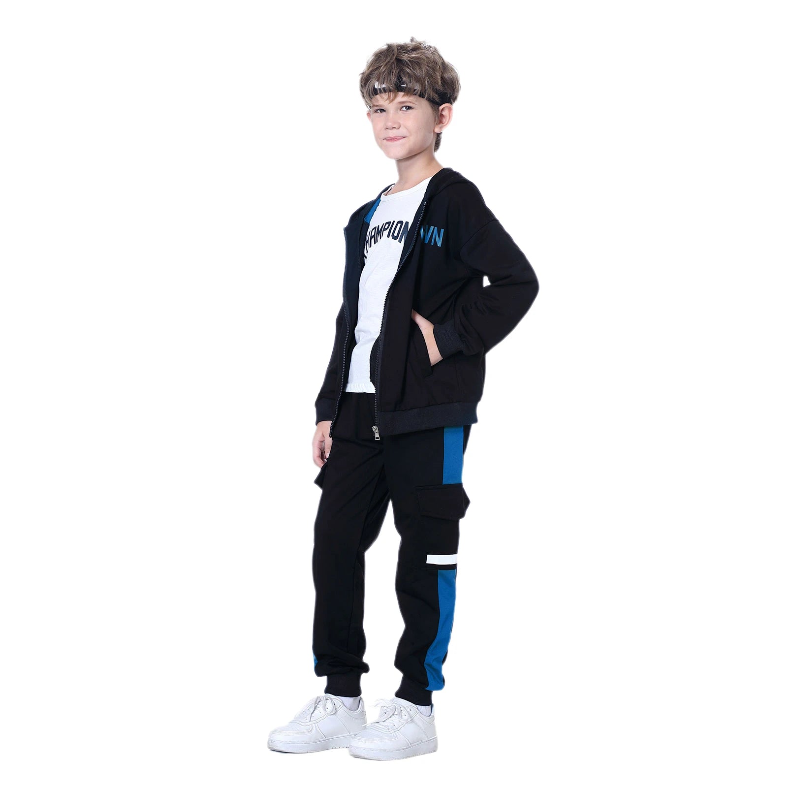 Kids Tracksuits,Teen Boys School Sweatsuits,Fashion Cotton Hooded Tops + Pants Set,Soft Children's Long Sleeve Sportswear