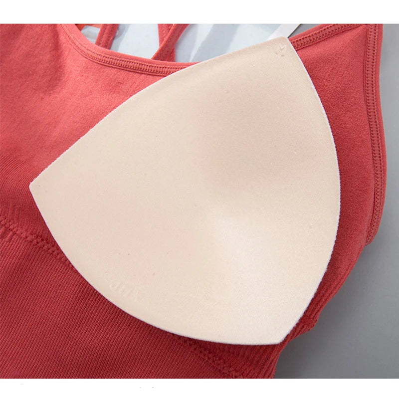Sports Bra Womens Cross Back Sport Bras Padded Strappy Cross Cropped Bras Yoga Crop Top Workout Fitness Bras Bralette