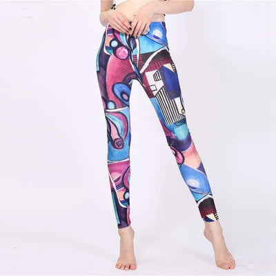 Women Leggings High Waist Cartoon Comic Beauty Print Trousers Soft Female Casual Elastic Pant