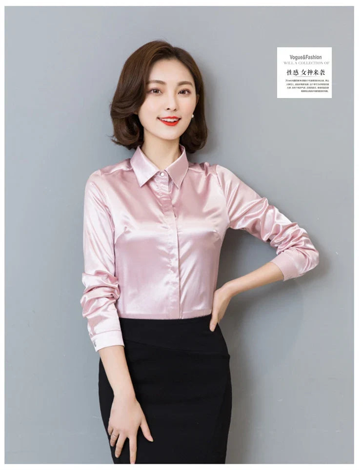 Elegant Satin Silk Office Blouse