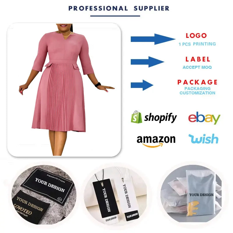 Elegant Pleated Church Midi Dress