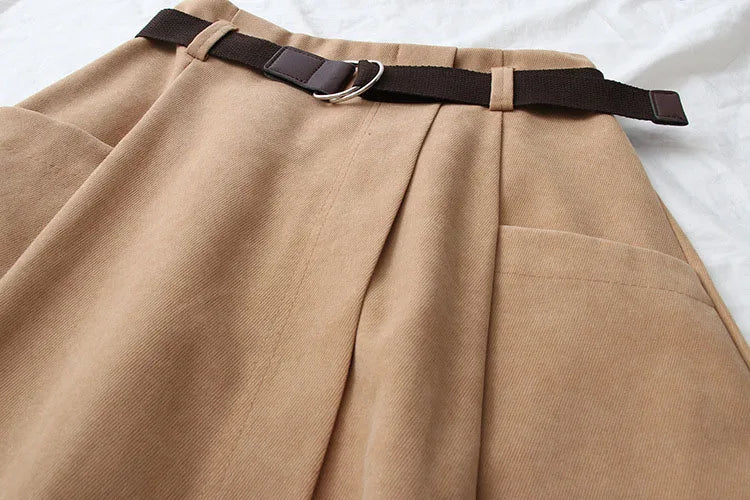 Irregular Pocket High Waist Midi