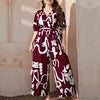 Retro V Neck Wide Leg Jumpsuit