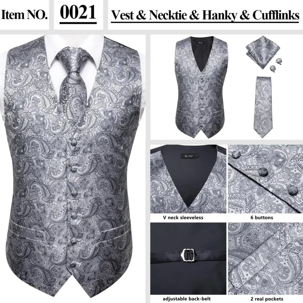 Men’s Silk Jacquard Suit Vest Set