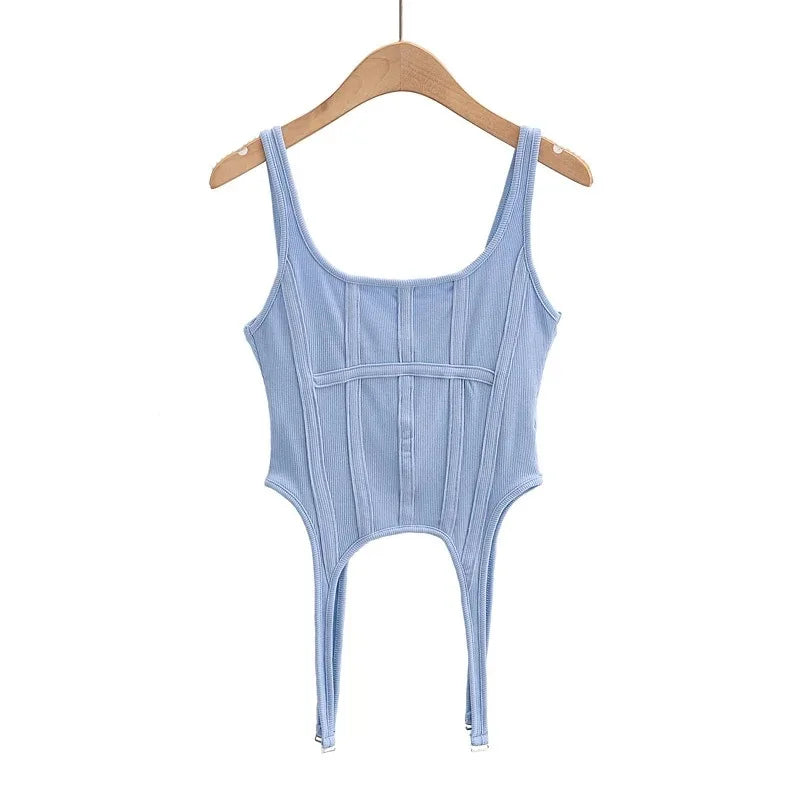 Summer Women Tube Top Corset For Girls Ribbed Sleeveless White Black Gray Blue Y2k Solid Basic Crop Tank Top Camis Fairy Grunge