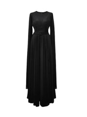 Retro Chiffon Maxi Belted Dress