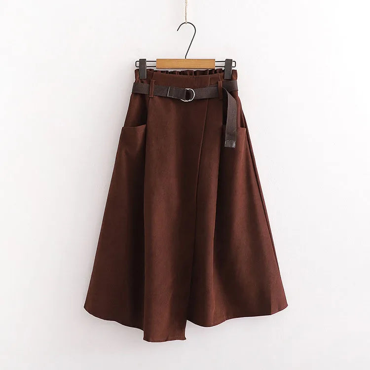 Irregular Pocket High Waist Midi