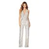 Crimson Sequin Halter Backless Jumpsuit