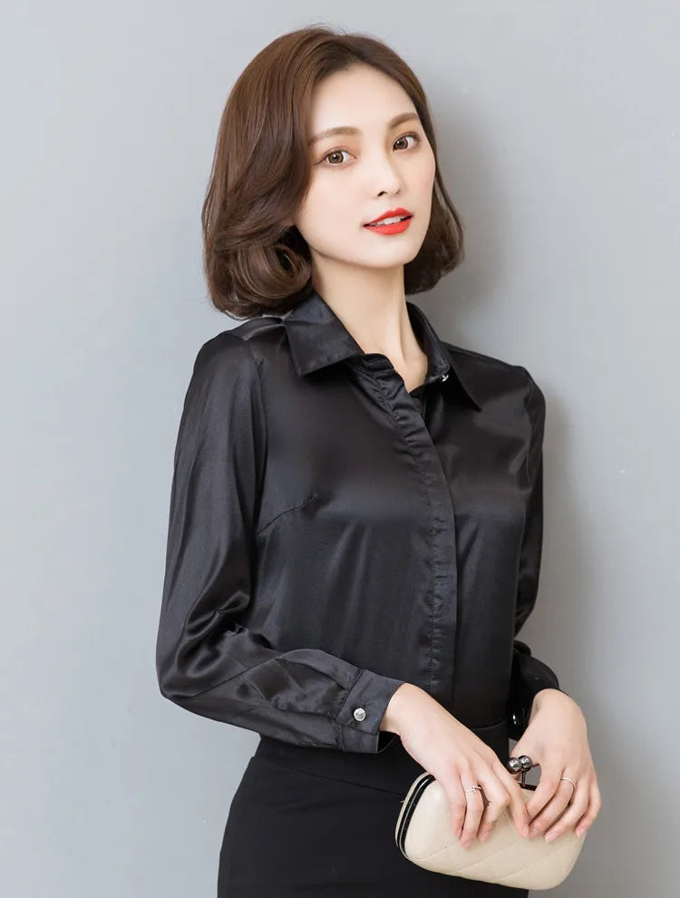Elegant Satin Silk Office Blouse