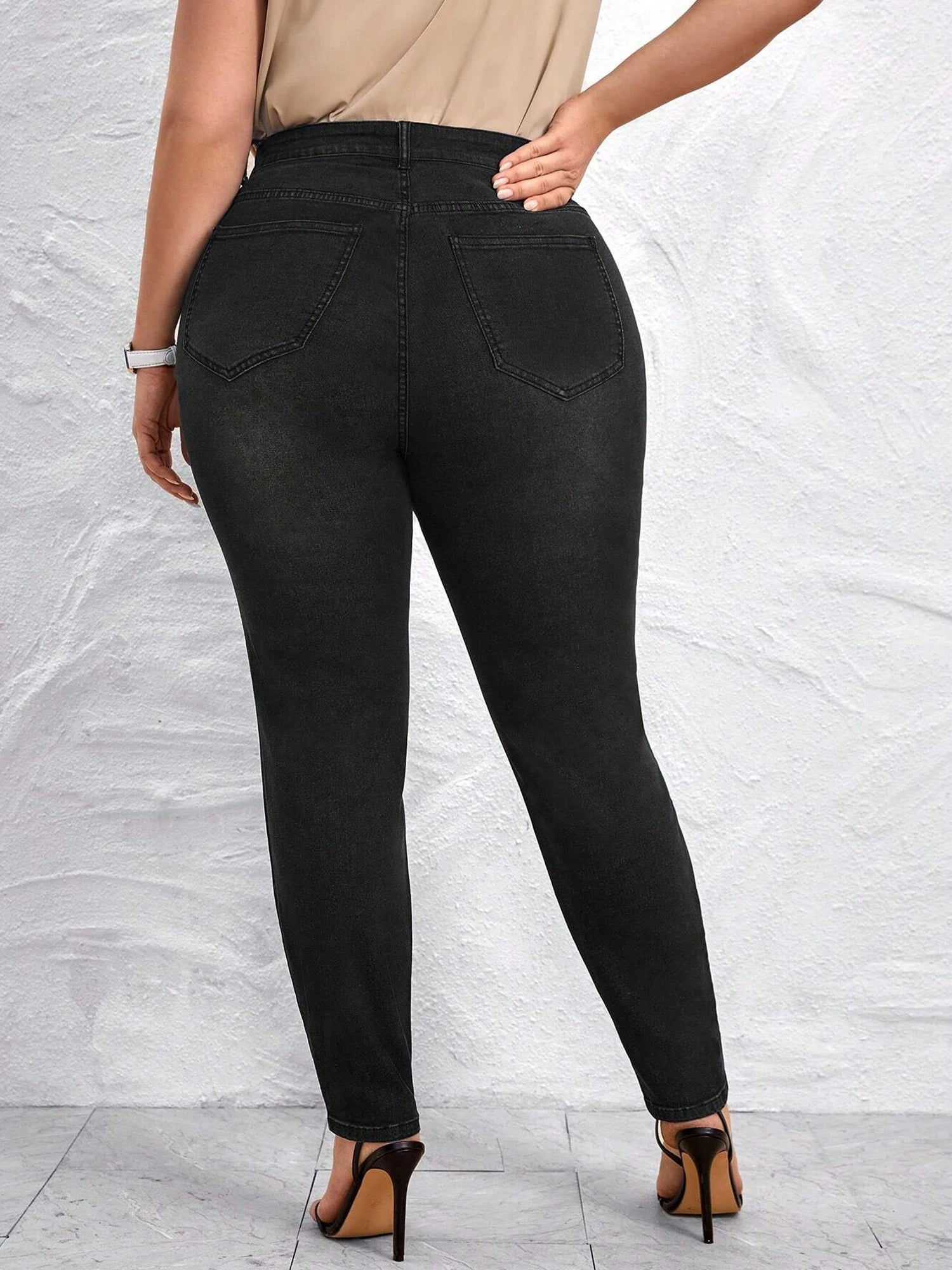 Women's Plus Size Summer Mid Waist Stretch Slim Fit Legging Wholesale Black Gray Feet Skinny Pencil Denim Jeans Pants