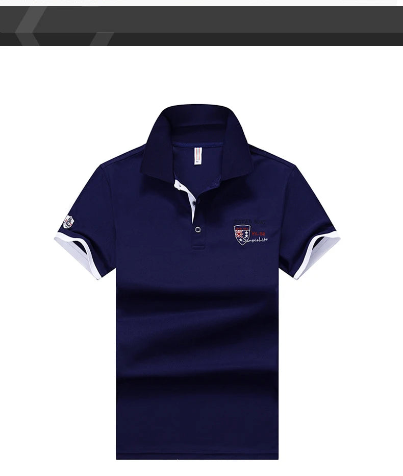 Polo Shirt Men Summer New Men's Short-Sleeved Polo Shirt Mens Embroidery Synthetic Fiber Fabric Youth Casual Business Polo Shirt