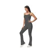 Flared V Back Yoga Jumpsuit