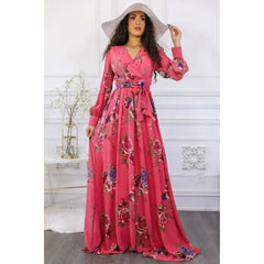 Pink Floral Maxi Wedding Dress