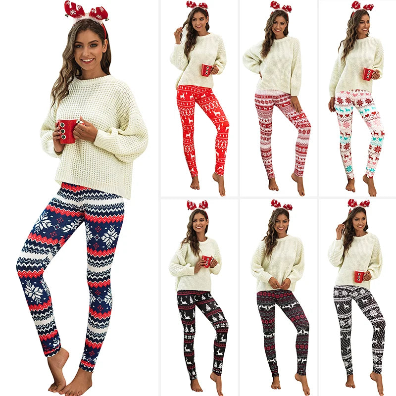 Christmas Leggings  Fashion Milu Deer Printing Festival Ultra Soft Brushed Pants Ankle Length Black Deals