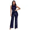Elegant High-Waisted Sequin Jumpsuit