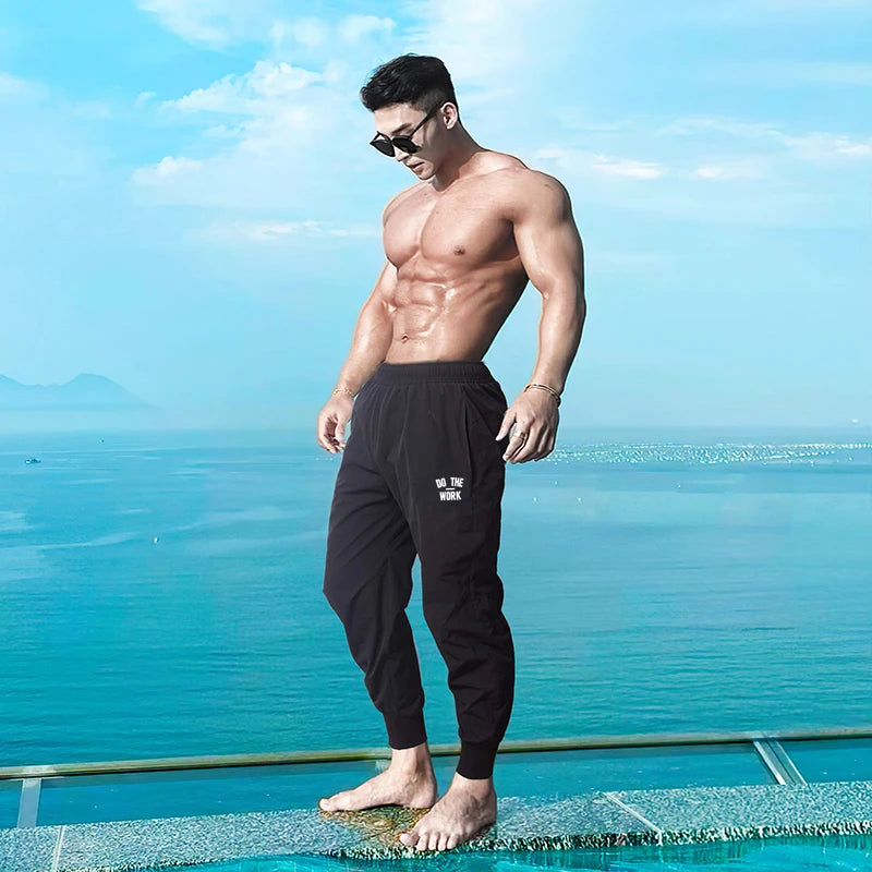 Joggers Pants Men Muscle Fitness Running Pants Training Sport Quick Dry Gym Training Sweatpants Bodybuilding Beam Mouth Trouser