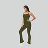 Flared V Back Yoga Jumpsuit