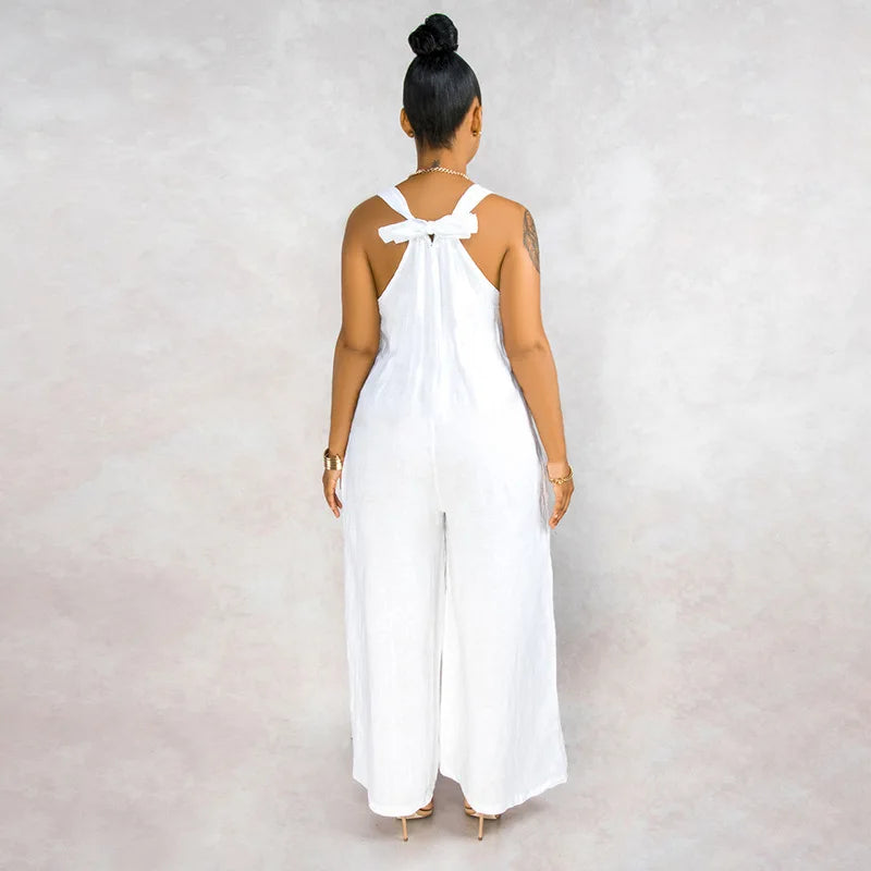 Sleeveless V Neck Summer Jumpsuit