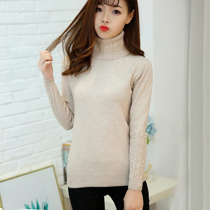 Cashmere Style Turtleneck Knit Pullover