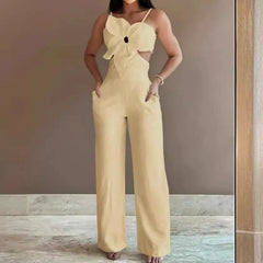 Chic Solid V-Neck Summer Jumpsuit