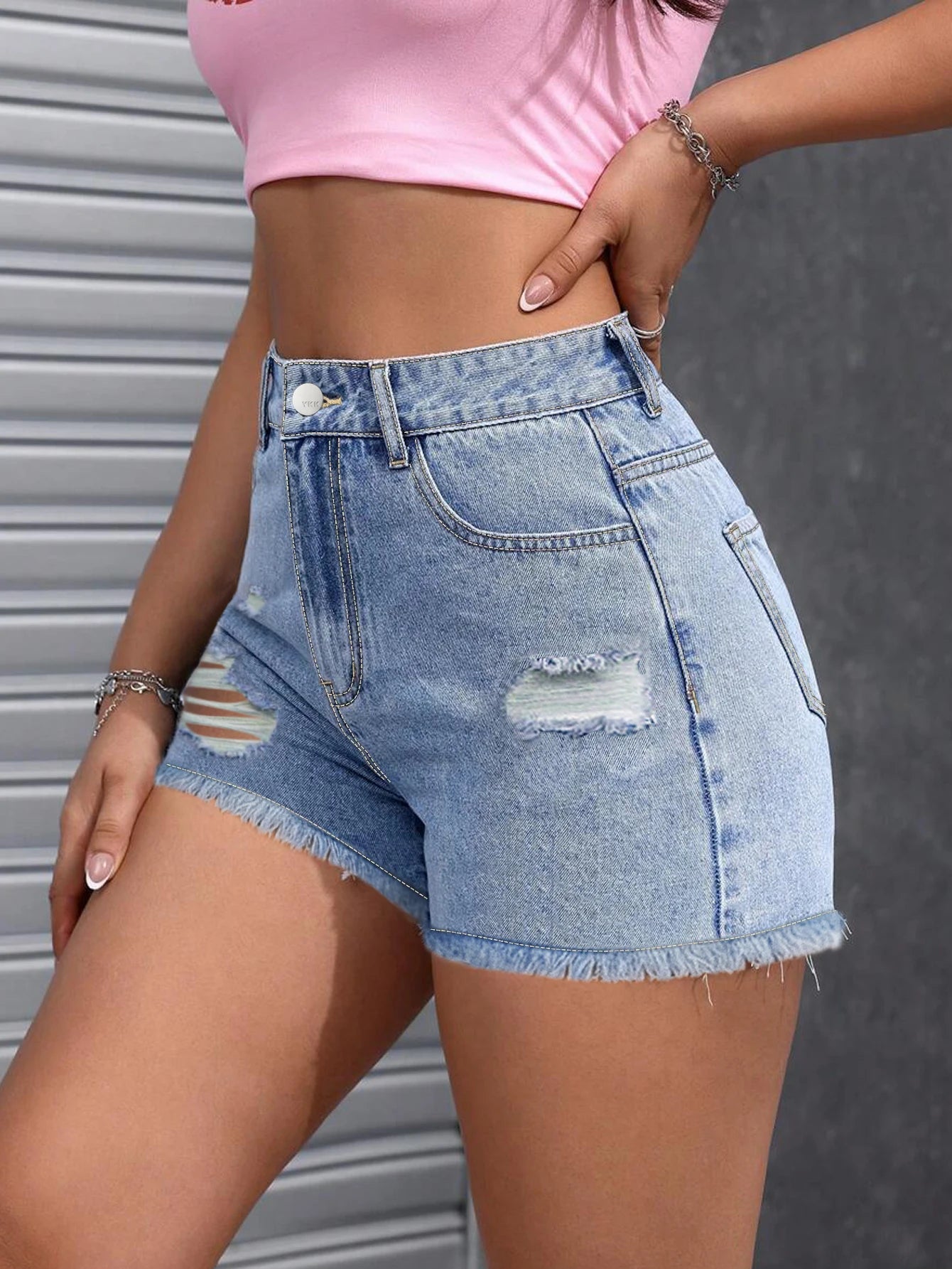 Raw Edge Denim Shorts