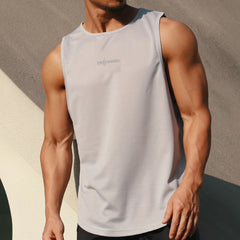 Gym Tank Tops Bodybuilding Fitness Sleeveless T Shirt Men Mesh Printed Workout Stringer Singlets Summer Casual Sports Vest Men