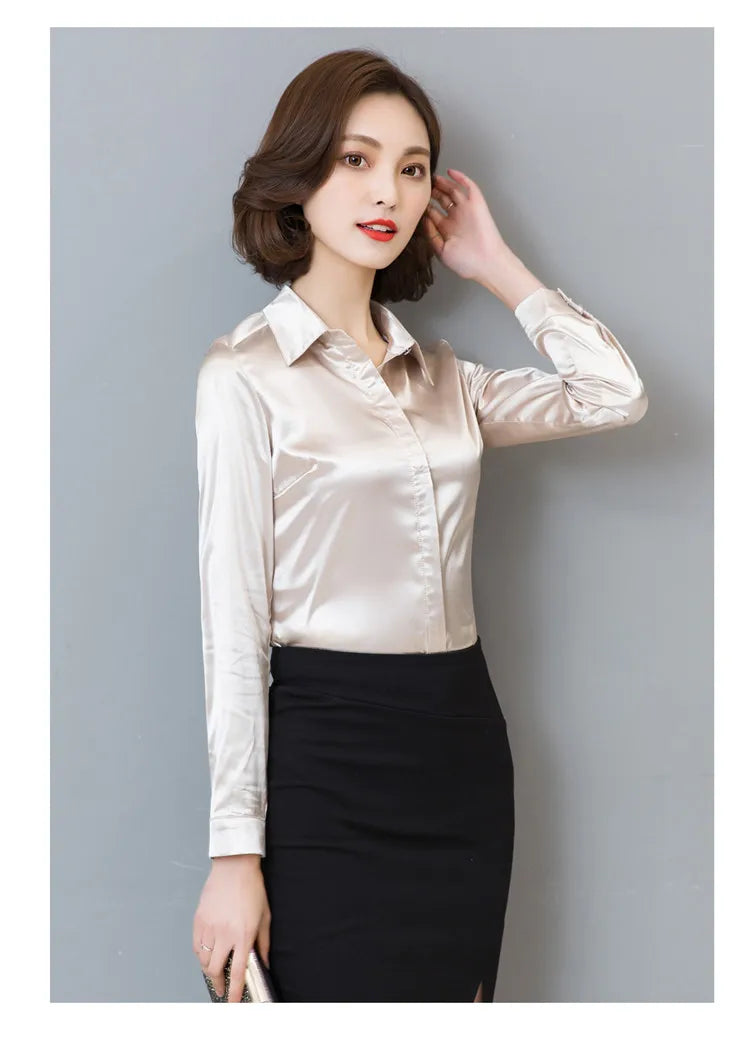 Elegant Satin Silk Office Blouse