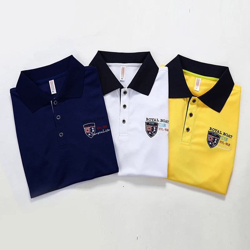 Polo Shirt Men Summer New Men's Short-Sleeved Polo Shirt Mens Embroidery Synthetic Fiber Fabric Youth Casual Business Polo Shirt