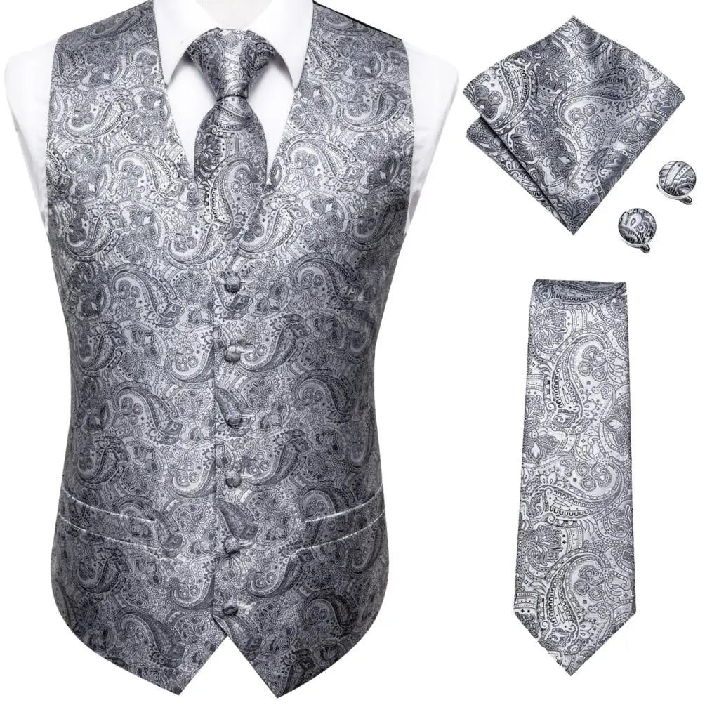 Men’s Silk Jacquard Suit Vest Set