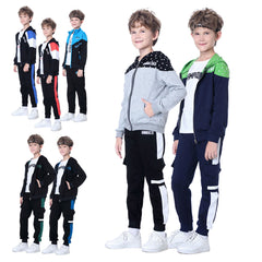 Kids Tracksuits,Teen Boys School Sweatsuits,Fashion Cotton Hooded Tops + Pants Set,Soft Children's Long Sleeve Sportswear