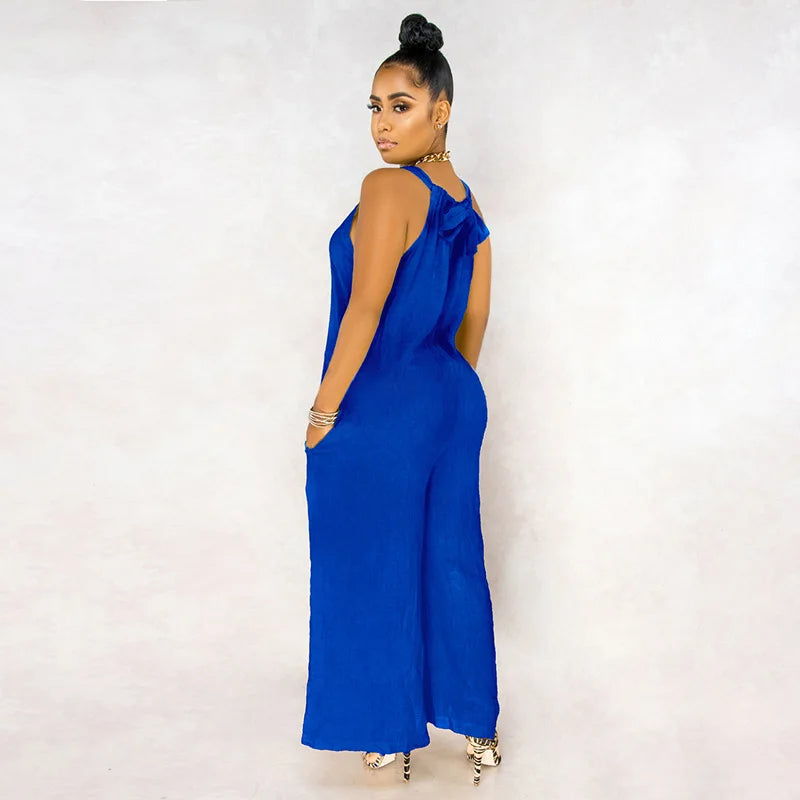 Sleeveless V Neck Summer Jumpsuit