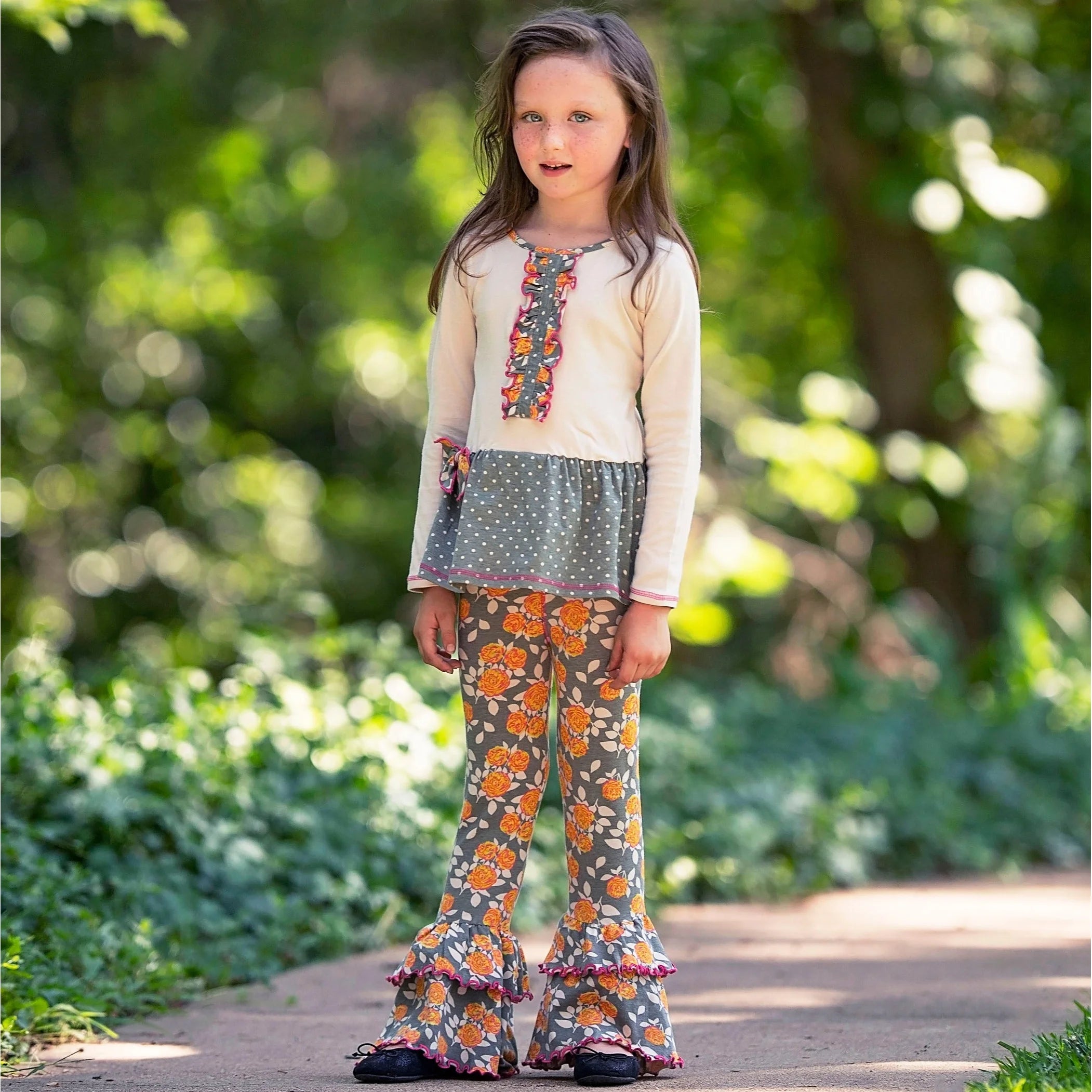 Girls Vintage Floral Tunic Set