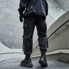 New Joggers Cargo Pants Men Fashion Ribbons Pocket Harem Trousers Sweatpants Men Hip Hop Harajuku Streetwear Casual Pants