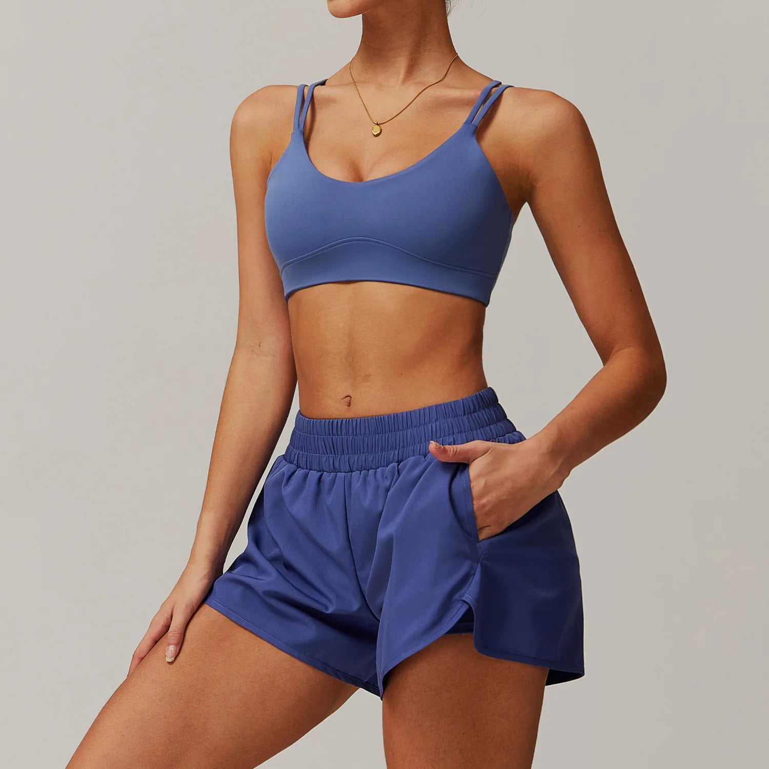 High Waist Sports Shorts Set