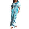 Polynesian Print Half-Sleeve Romper