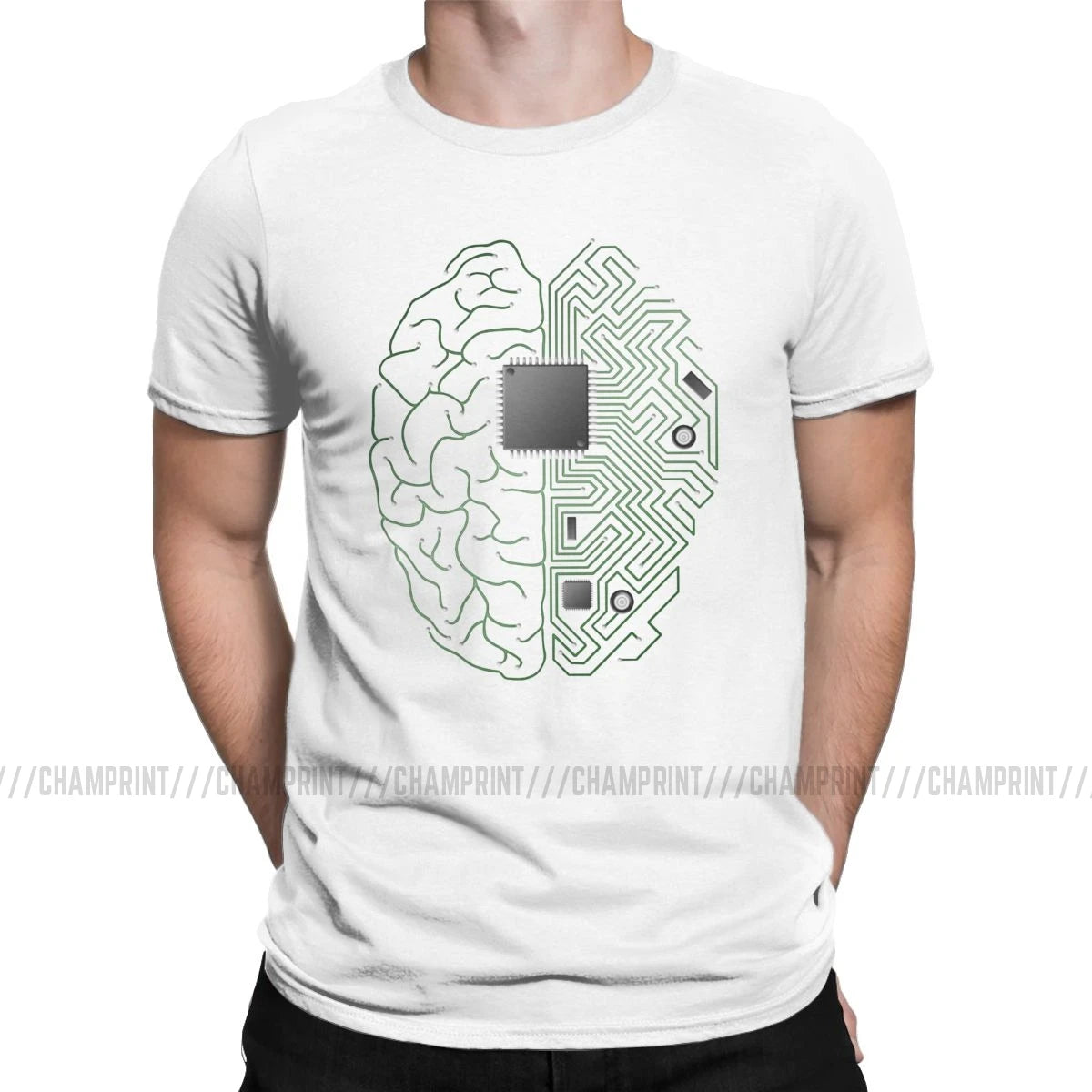 Men T-Shirts The Brain Electronic Circuit Board Novelty Tees Computer Chip Engineers Developer Geek T Shirts Original Clothing