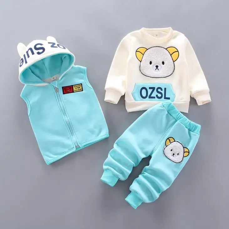 Fleece Hooded Baby Outfit Set