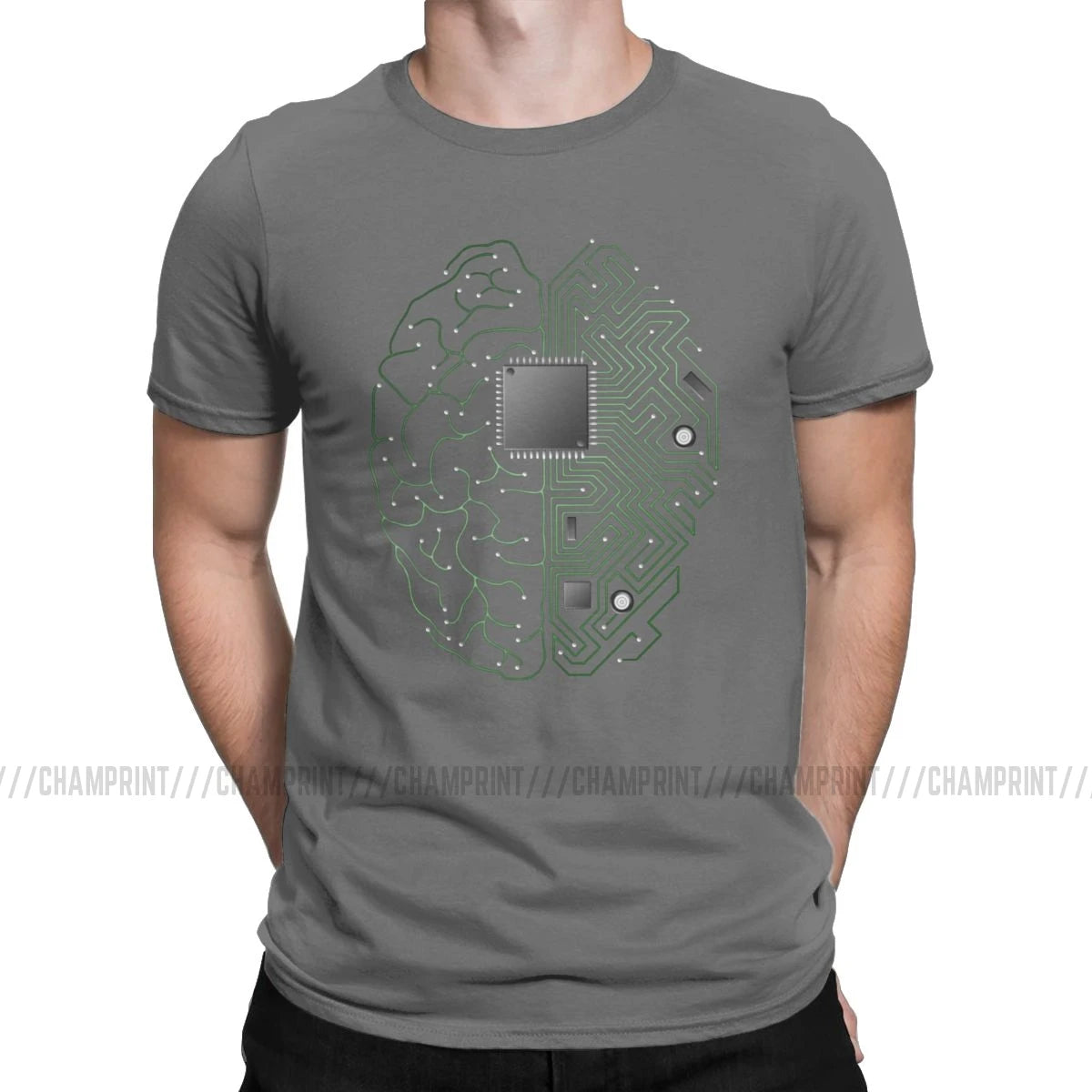 Men T-Shirts The Brain Electronic Circuit Board Novelty Tees Computer Chip Engineers Developer Geek T Shirts Original Clothing