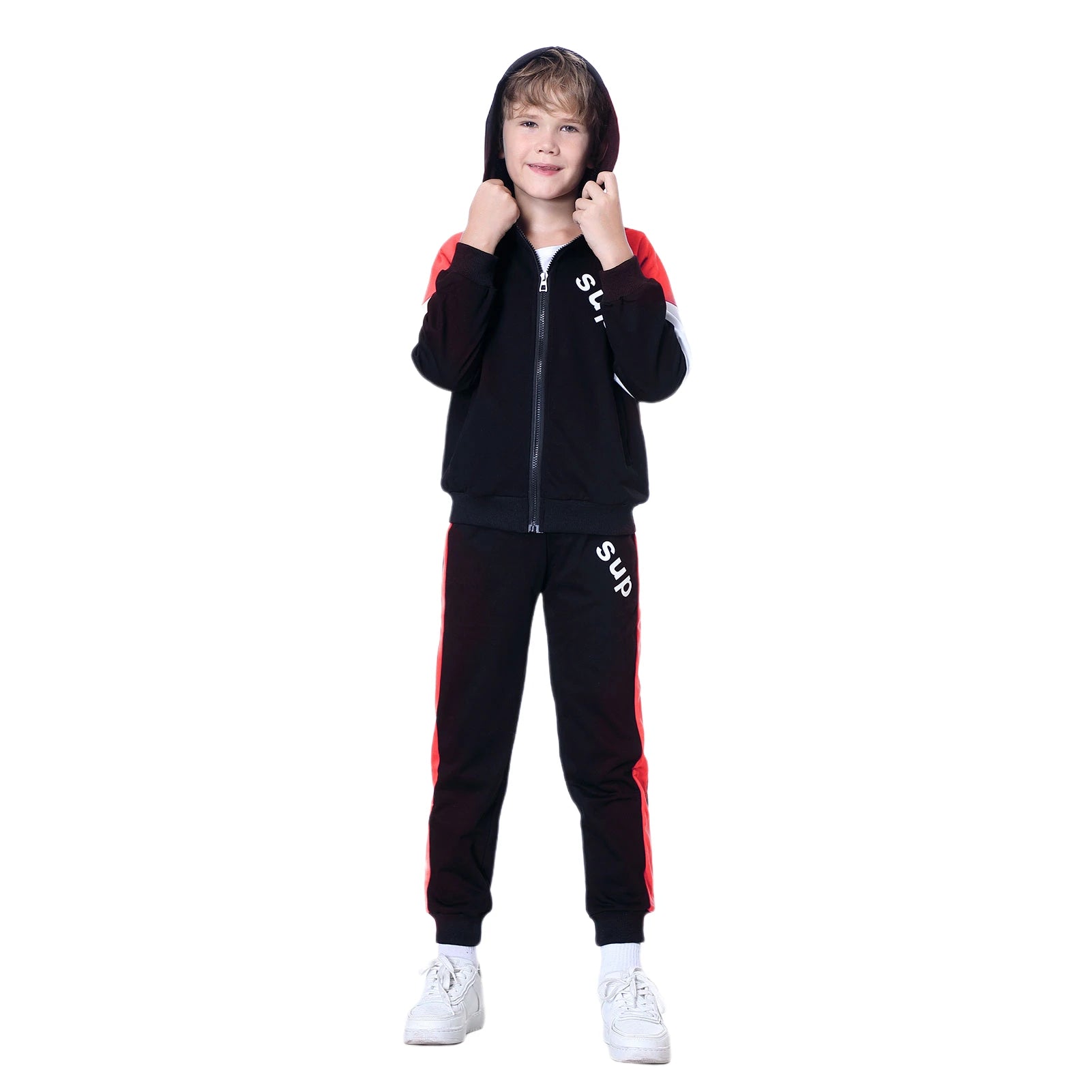 Kids Tracksuits,Teen Boys School Sweatsuits,Fashion Cotton Hooded Tops + Pants Set,Soft Children's Long Sleeve Sportswear