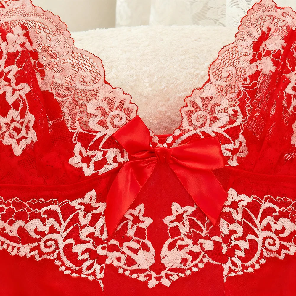 Women Suspender Midi Nightwear Set