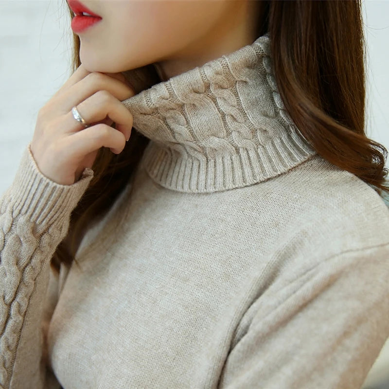 Cashmere Style Turtleneck Knit Pullover