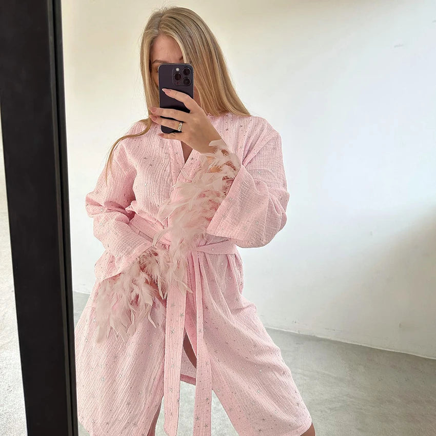 Elegant Cotton Kimono Night Robe