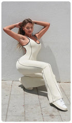 Seamless Backless Yoga Jumpsuit Set