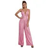 Elegant Backless Sequin Halter Jumpsuit