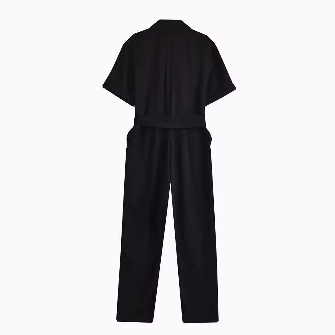 Black Collared Utility Jumpsuit