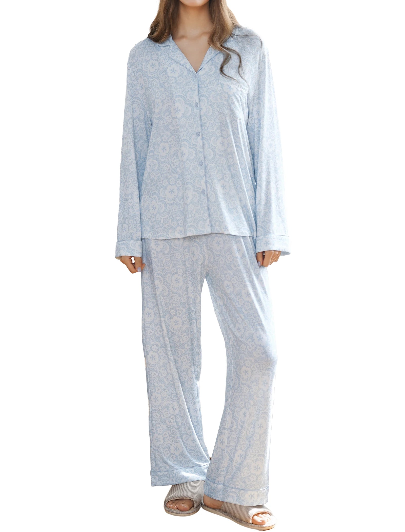 Pink Floral Long Sleeve Pajama Set