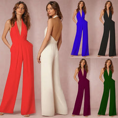 Chic Backless Solid Sleeveless Jumpsuit
